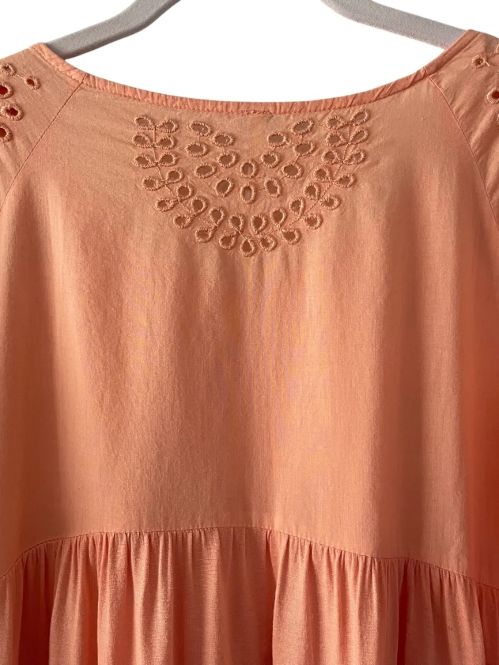 Free People Sea of Love Peach Eyelet Bell Sleeve Top